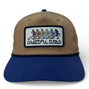 Grateful Dead Men's Dancing Skeleton Snapback Tan Blue Sport Hat/Cap New